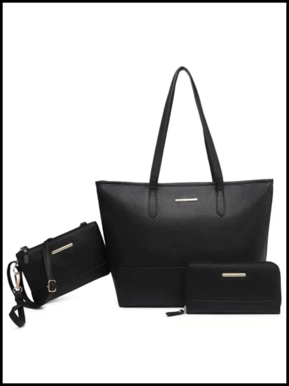 Vegan Leather Tote Bag Set with Crossbody Purse and Wallet 3-Piece Set
